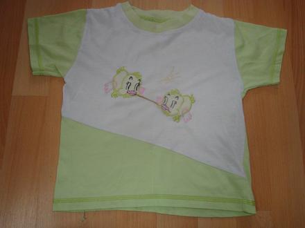 Tričko s ptáčky, zeleno-bílé, vel. 104, 104