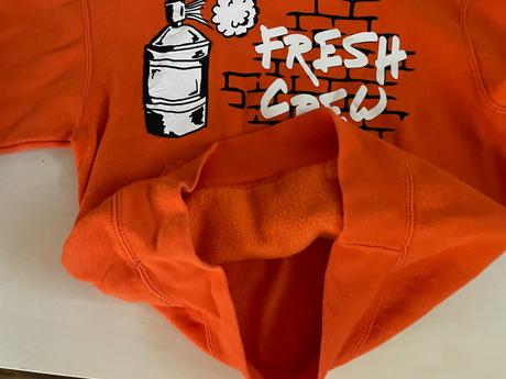 Oranž mikina, vada nažehlovačka, vel 9-10 let, rus, 140