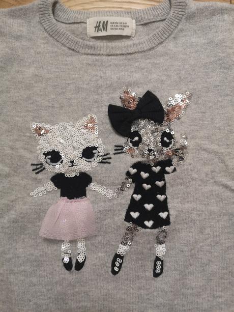 Svetr s kočkami h&m v.104, h&m,104