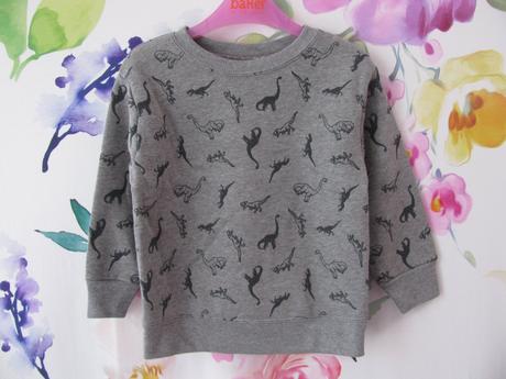 Tmavě šedá bavlněná mikina s dinosaury, 92