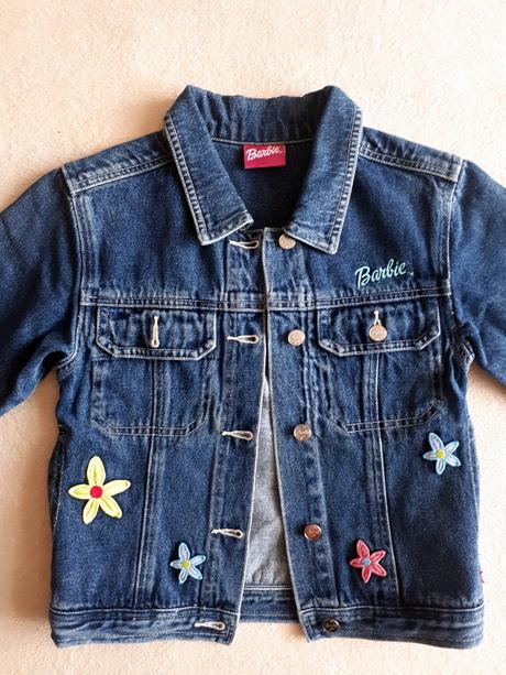 Dětská džínová bunda, bundička, barbie, vel.128, barbie,128