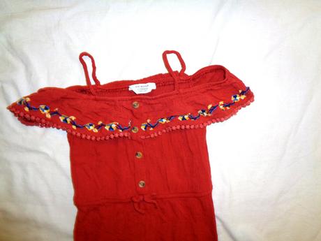 Krásný cihlově červený letní overal, primark,122