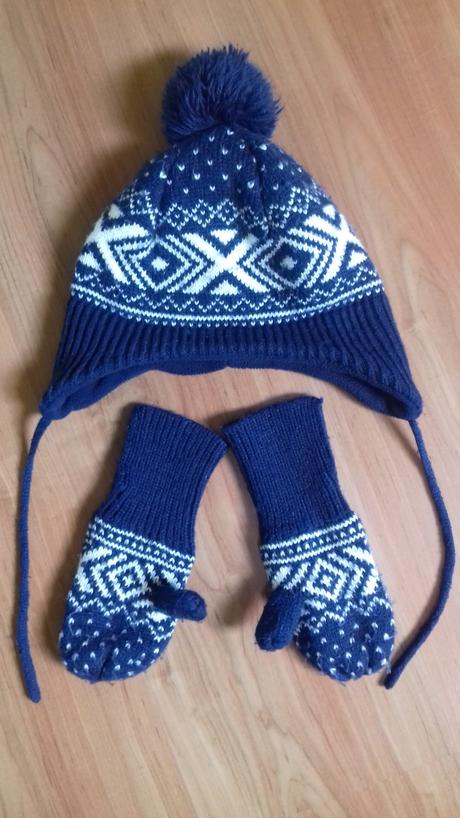 Set - teplá zimní čepice + rukavice vel. 86/92, h&m,86