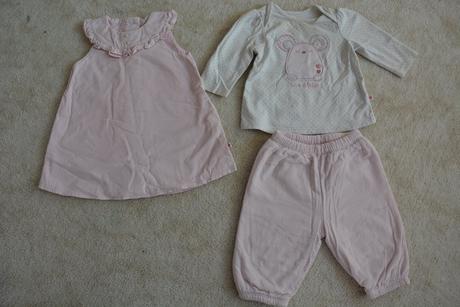 Komplet šatky+kalhoty+tričko, 68–80