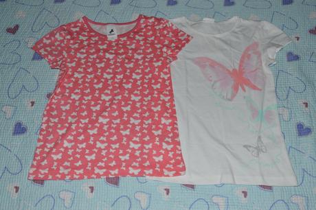 2x bio bavlněné triko, duopak, s motýlky, c&a,116