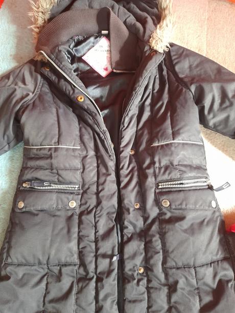 Bunda černá next 140 starší s kožíškem, next,140