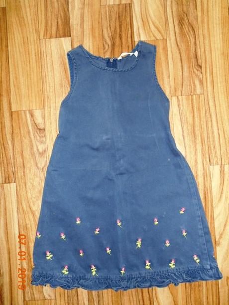 Riflové šaty/ zásterka do školky, h&m,110