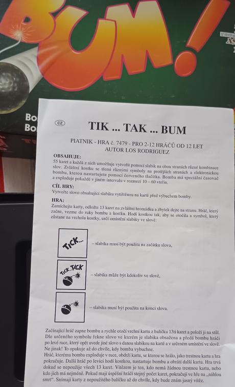 Tik tak bum společenská hra s tikající bombou, 