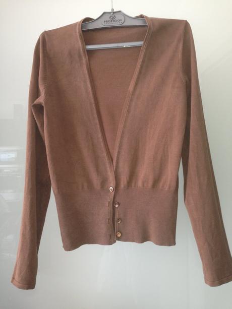 Hnědý svetr hugo boss vel. 36, xs knoflík kardigan, s
