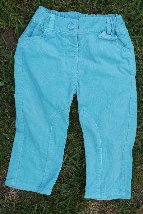 Tyrkysove manzestrove kalhoty, c&a,80
