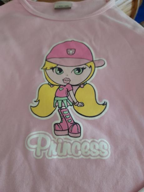 Pěkné bílorůžové tričko dlouhý rukáv s obrázkem, 116