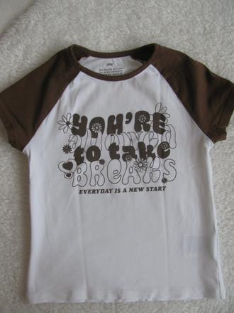 Crop top bavlněné tričko s nápisem, h&m,152