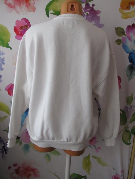 Dívčí bílá bavlněná mikina, styl oversize, house,xs