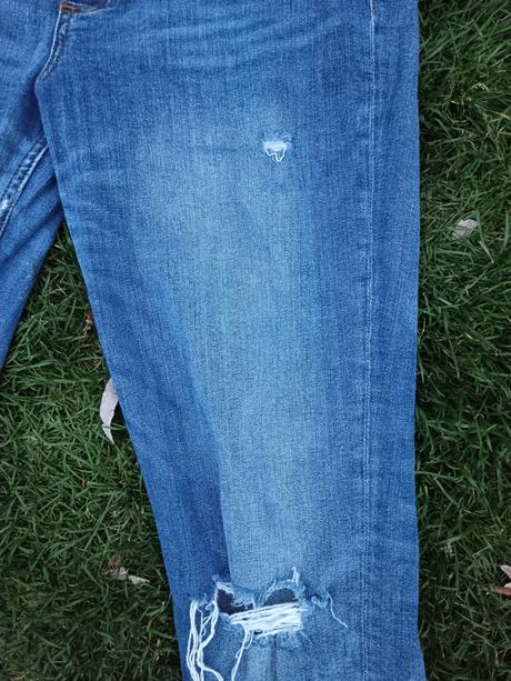 Těhotenské trhané/drbané rifleh&m slimboyfriend 38, h&m,38