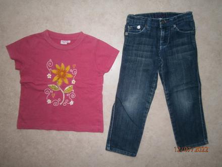 Rifle + tričko, vel. 104, peanuts,104