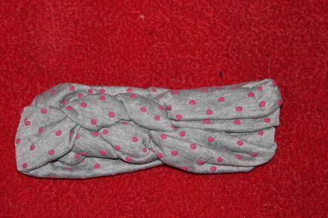 Dívčí zateplená čelenka námořnický uzel puntíky,