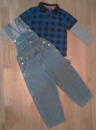 Zahradníky nové + triko/košile - vel.110, 110