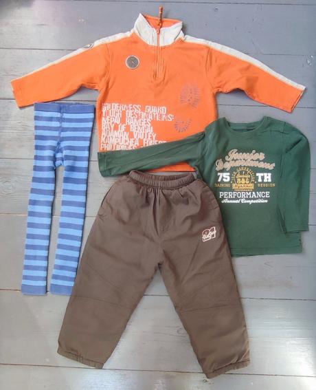 Mix - zateplené kalhoty, mikina, legíny, triko, 104–116