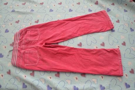 Pohodlné bavlněné manšestráky s aplikací, na gumu, mini boden,128