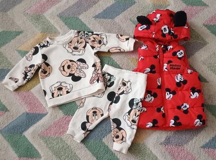 Nádherný 3 dílný komplet s minnie, h&m,68