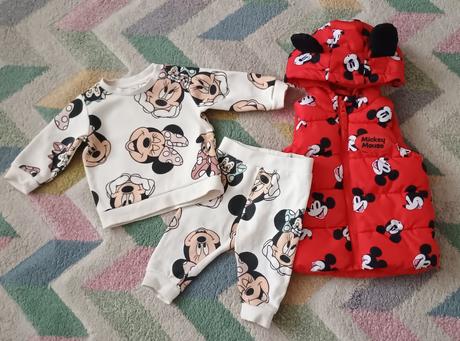 Nádherný 3 dílný komplet s minnie, h&m,68
