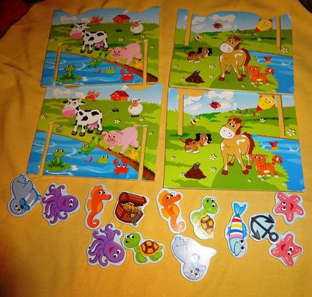 2 x dřevěná magnetická skládačka,