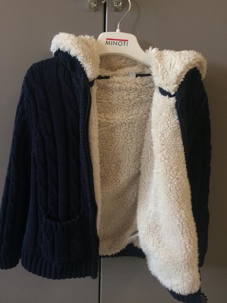 Pletený kabátek s kožíškem, marks & spencer,104