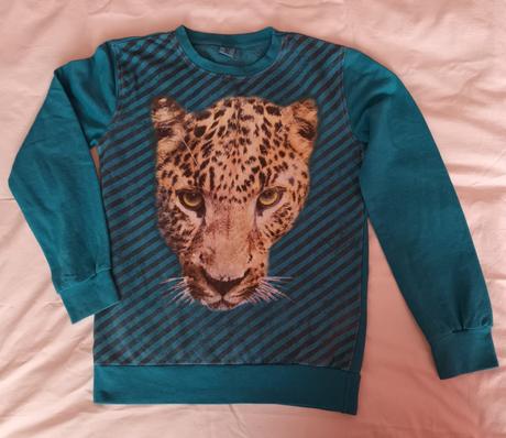 Modro-zelená mikina s gepardem, 146