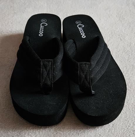 Dívčí letní pantofle, žabky, černé, vel.36, 36