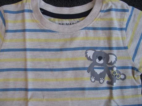 Krásné pruhované bavlněné tričko s koalou, primark,92