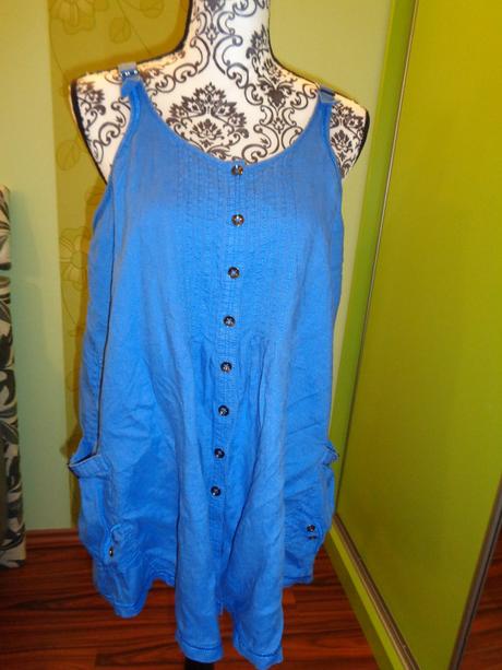 Luxusní lněný modrý top, 46