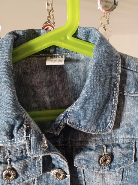 Krátká džínová vesta 164-170, xs-m, kik,164