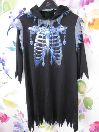 Karnevalový kostým s kapucí-kostlivci halloween, 