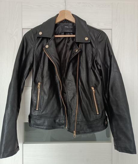 Černá koženková bunda - sinsay - xs/34, sinsay,xs