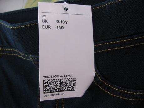 Tenké strečové džínové modré kalhoty h&m, h&m,140