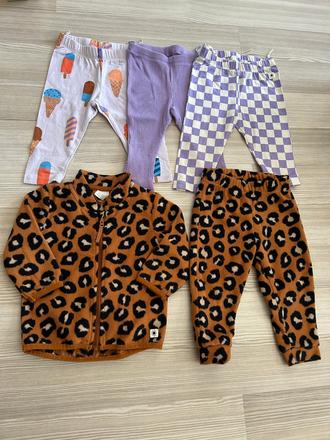 Fleesový komplet + 3x legíny lindex, v. 74, 68–80