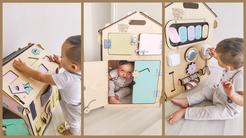 ELIS DESIGN Activity board domeček natura pastel
