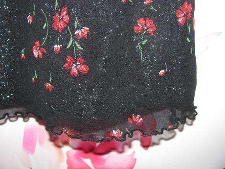 Elastická černá tylová mini sukně s kytičkami, c&a,116