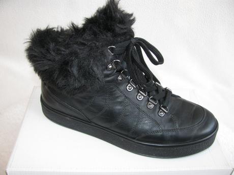 Černé kožené polokozačky s kožešinou geox, geox,38