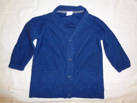 Luxusní modrý bavlněný elegantní svetr 9-12 měsíců, h&m,80