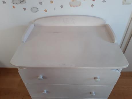 Dřevěná postýlka/s matrací/ + komoda, šířka (cm): 60,délka (cm): 90