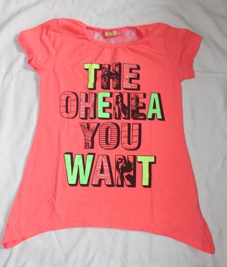 Po34. tričko/tunika s barevným, třpytivným nápisem, 134