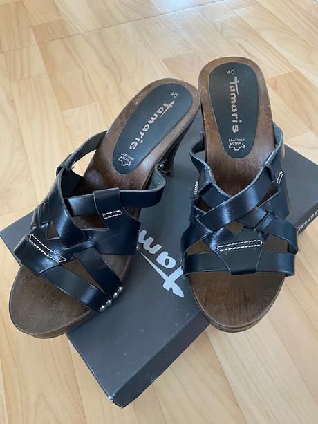 Kožené nazouváky - dřeváčky, tamaris,40