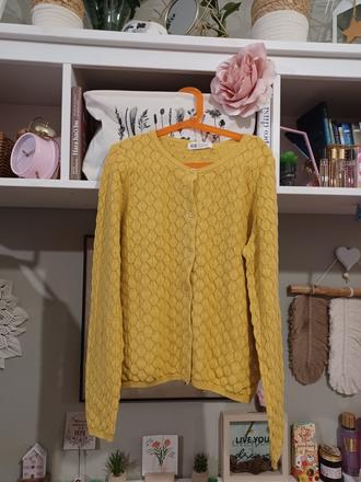 Hořčicový pletený svetr h&m 140/146, h&m,140