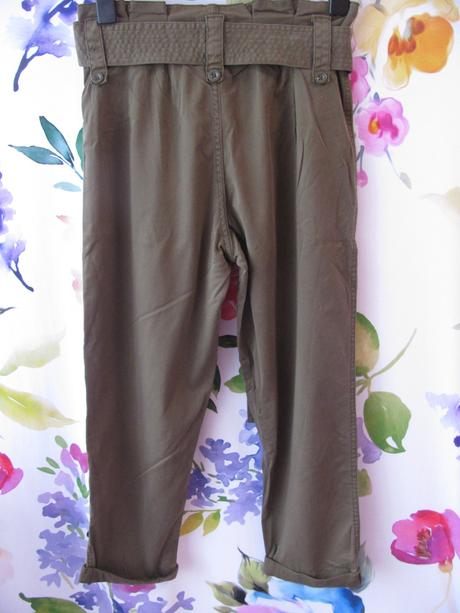 Khaki elastické bavlněné 7/8 kalhoty, topshop,34