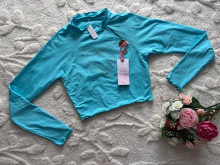 Elastický tyrkysový crop top - v.s, s