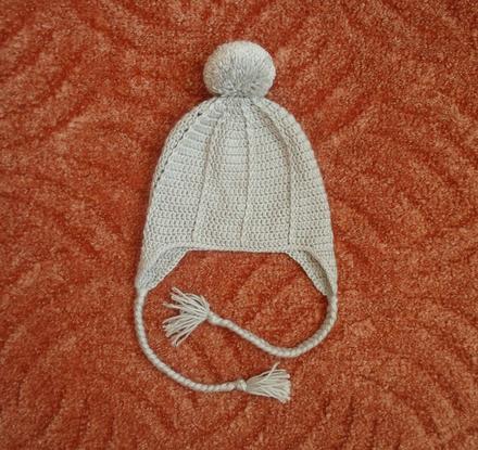 Šedá čepice čepička ušanka háčkovaná, 92