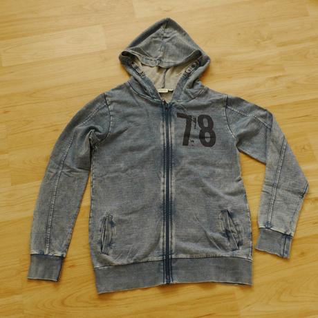 Mikina s kapucou dzinove barvy 146/152, 146