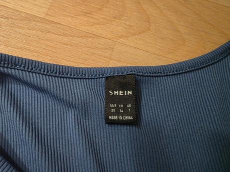 Tílko crop top modré shein vel.xs, xs