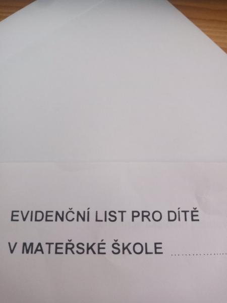 Kdy přinést evidenční list do mateřské školy?